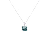 Silver necklace crystal square