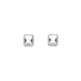 Silver earrings crystal rectangle