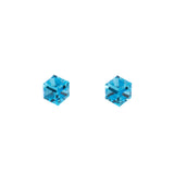 Crystal cube silver earrings