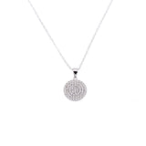 Round silver necklace with zirconia