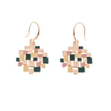 Round mosaic square earrings