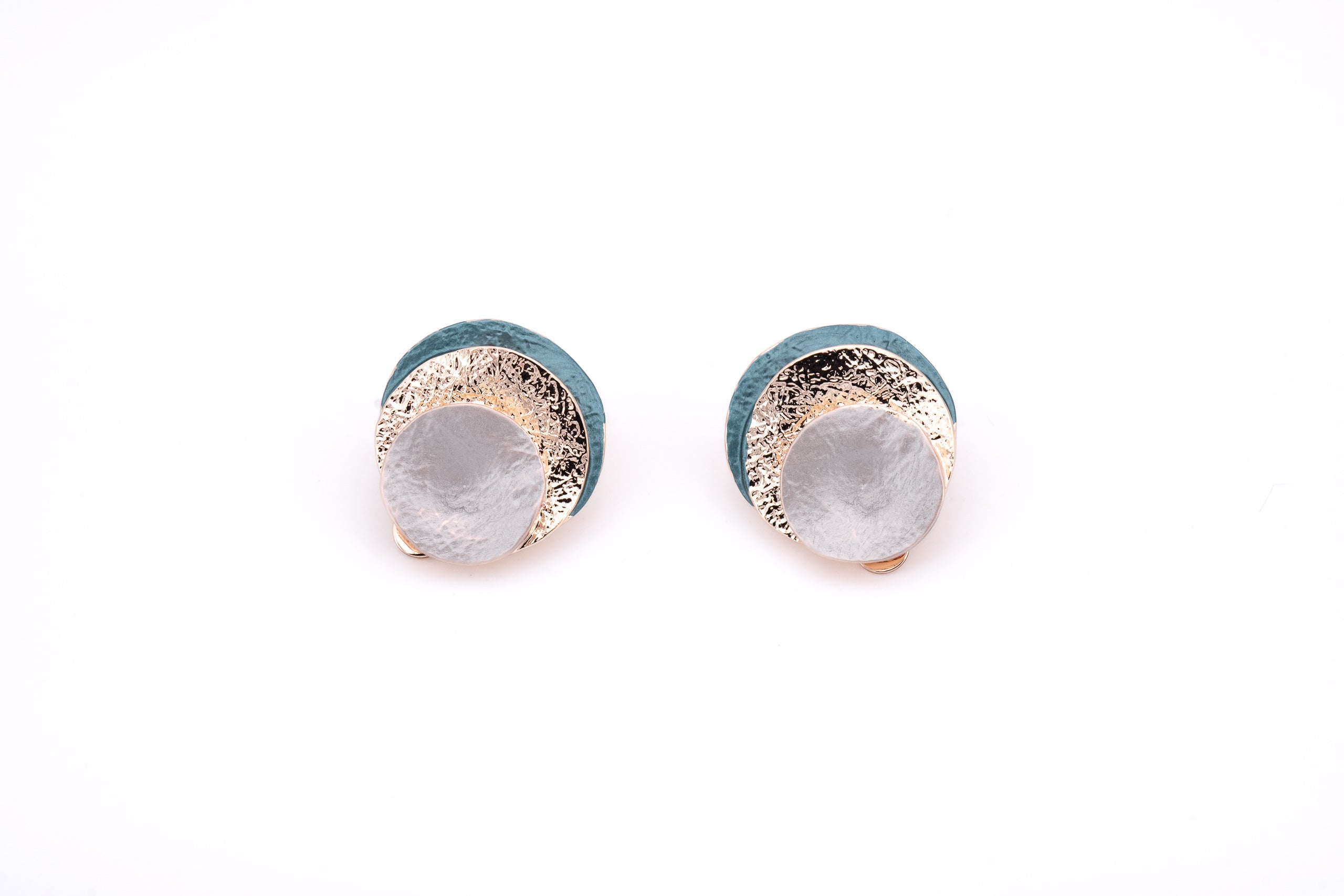 Three overlapping round earrings