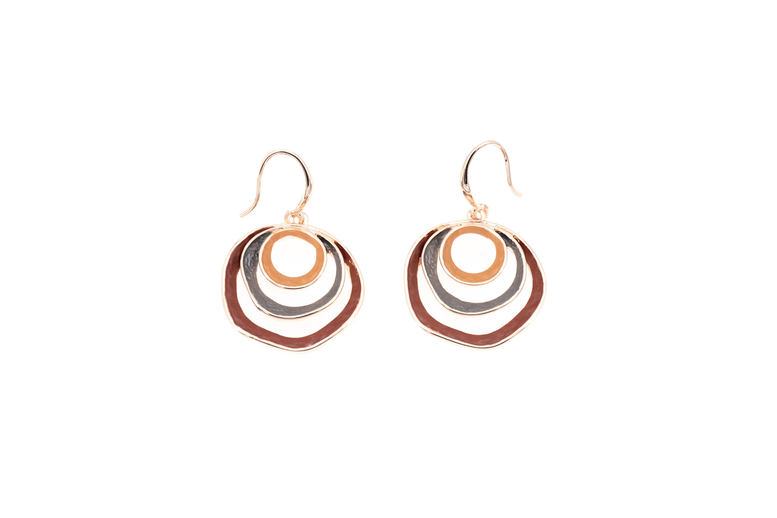 Three circle earrings