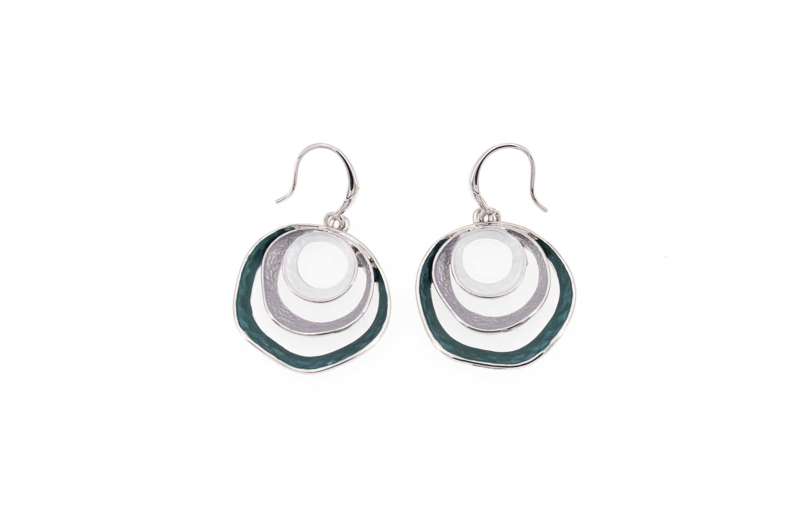 Three circle earrings