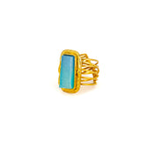 Long rectangle stone ring