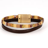 Leather and square bracelet