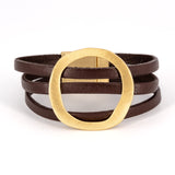 Leather and circle bracelet