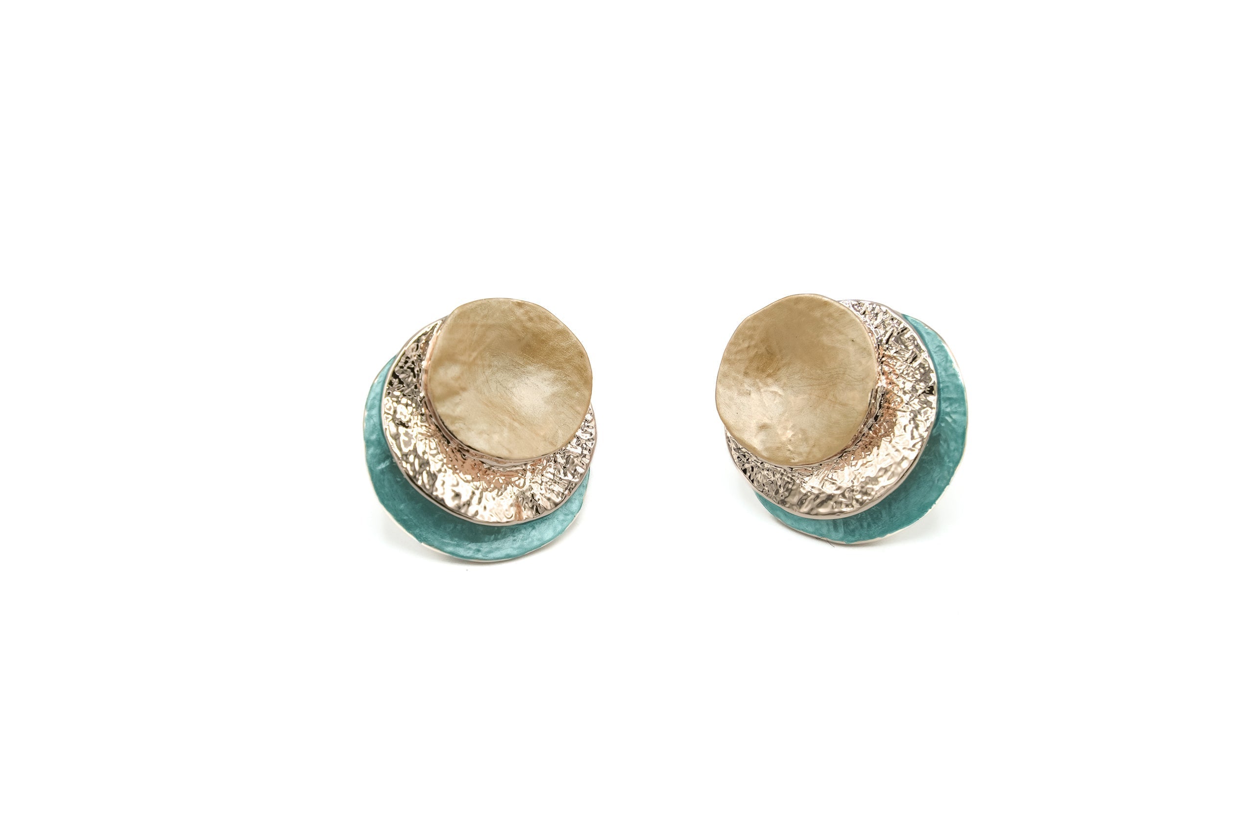 Three overlapping round earrings